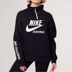 Nike Archive Zip Neck Sweater, Medium, Black & White Boxy Sporty Cropped